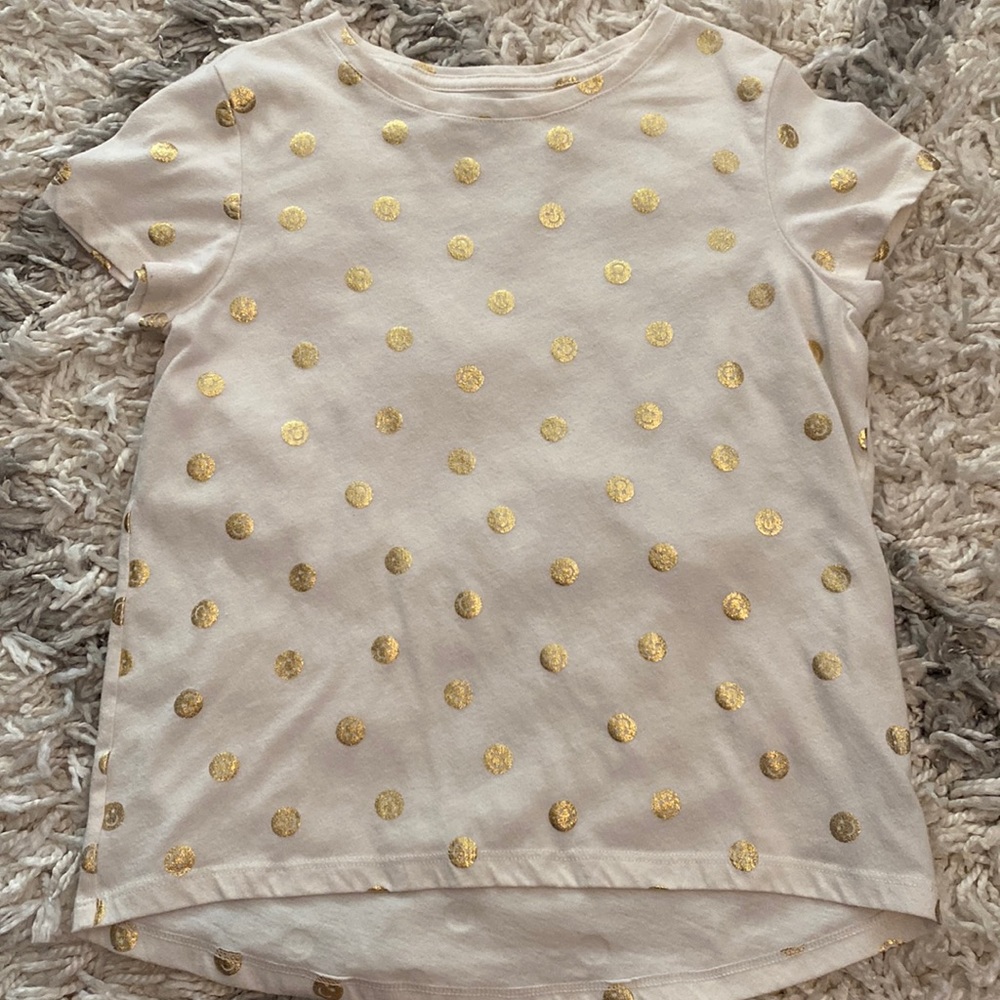 Girls “softest tee” with gold smiley faces. Old Navy